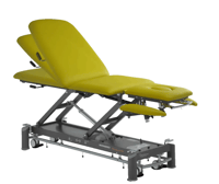 Table de soins électrique CEZANNE JR : 5 sections, avec réglage en hauteur de 50 cm à 92 cm et accoudoirs réglables jusqu'à 100º